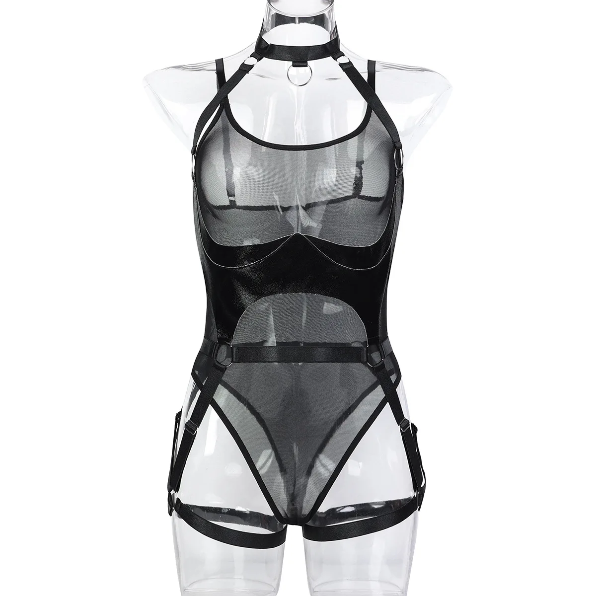 

Женский черный комплект сексуального нижнего белья, платье Babydoll, нижнее белье, кожаные горячие эротические костюмы, порно-перспектива, цельные боди, одежда