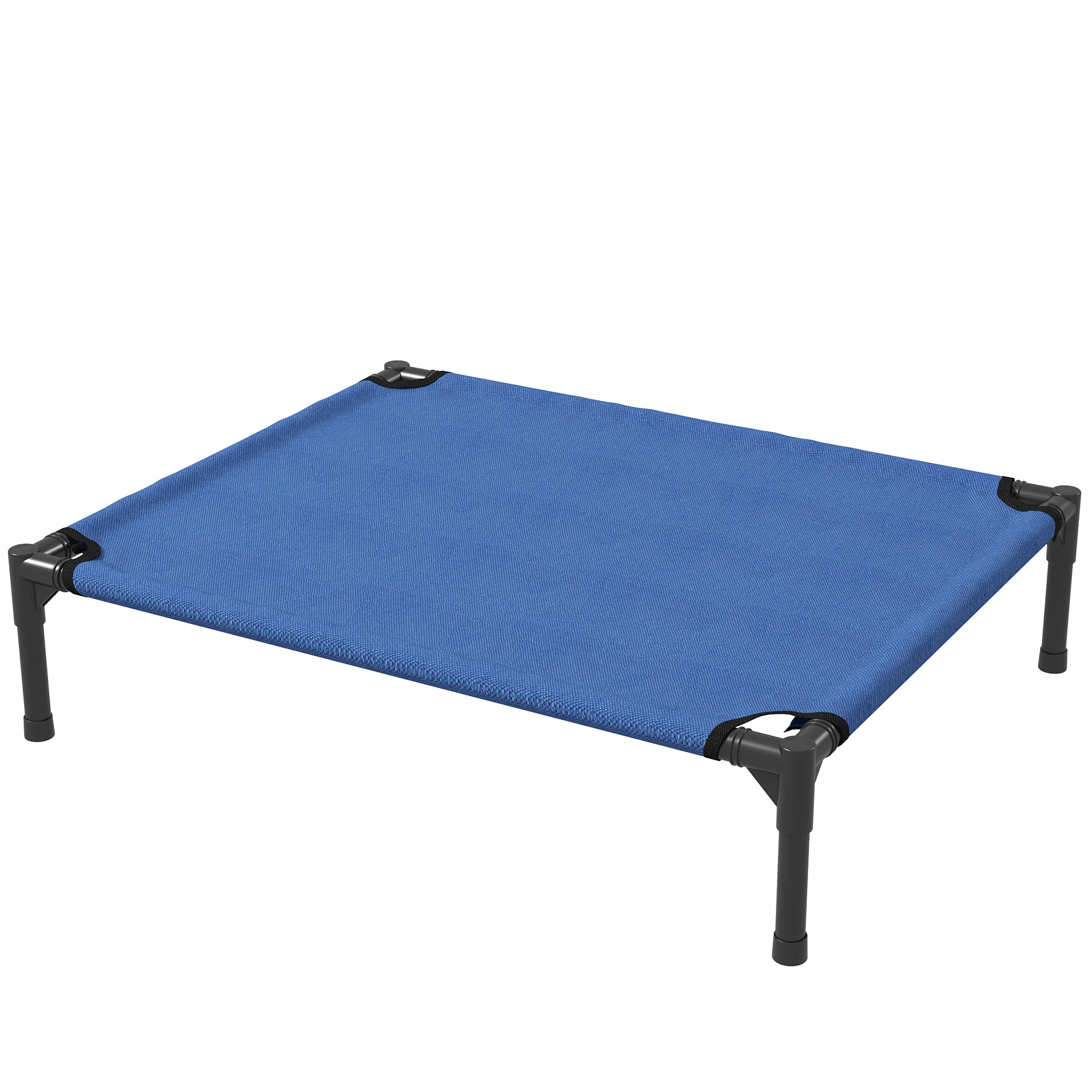 Niche lit surélevée pliable pour chien, intérieur et extérieur, en métal et tissu Oxford, 76x61x18 cm, Bleu