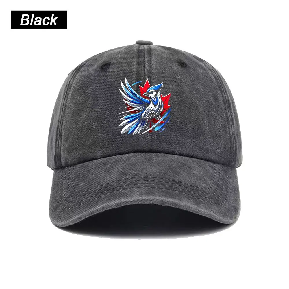 Vintage Washed Baseball Cap Phoenix Maple Leaf Design Print Graphic Unisex Streetwear Casual Trucker Style Summer Cotton Sun Hat