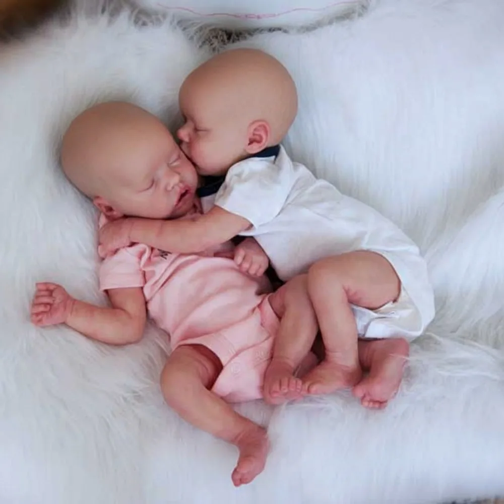 Aizwa1 Realtic Solid Silicone Twins B Baby Girl 16 pulgadas Bebe Soft Touch Reborn Girl Baby Doll (sin sombrero)