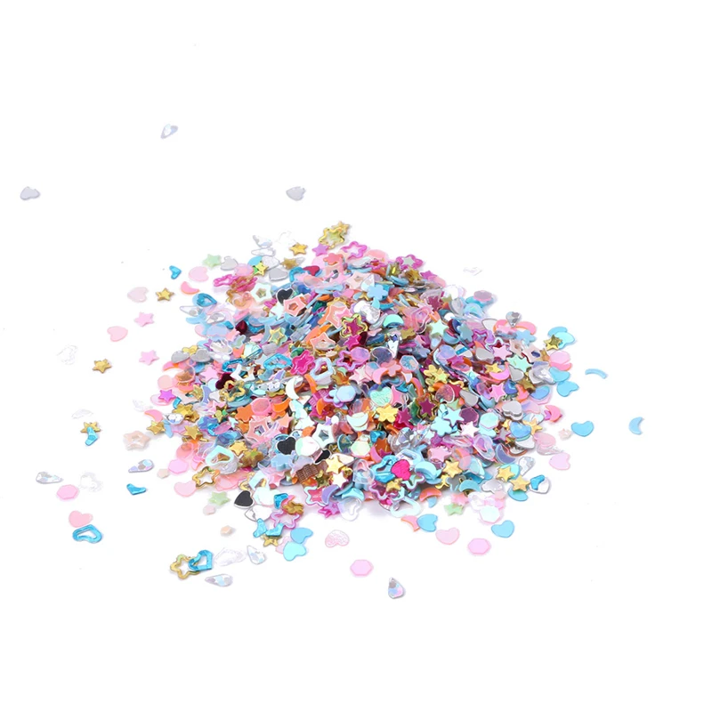 New Lot 5000Pcs DIY Mixed Plastics Glitter Heart Star Flower Nail Art Decoration