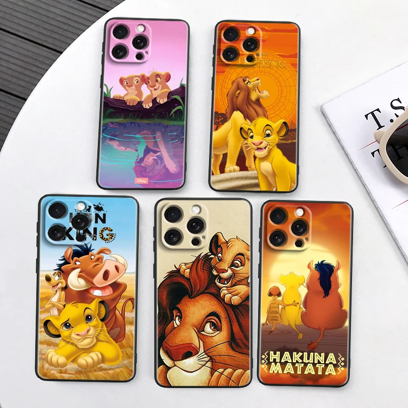 Disney Cartoon The Lion King For iPhone 15 14 13 12 11 XS XR X 8 7 SE Pro Max Plus Mini Black Soft Phone Case