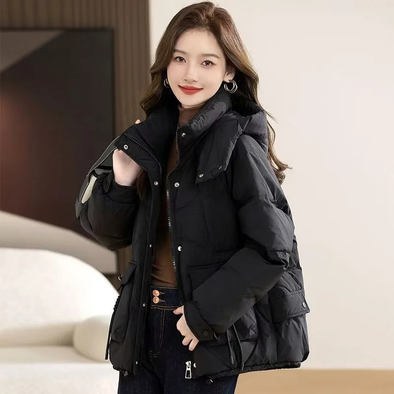 Women In Cotton-padded Jacket 2024 Winter New Down Jacket Short Korean Version Loose Hooded Padded Warm Cotton-padded Jacket