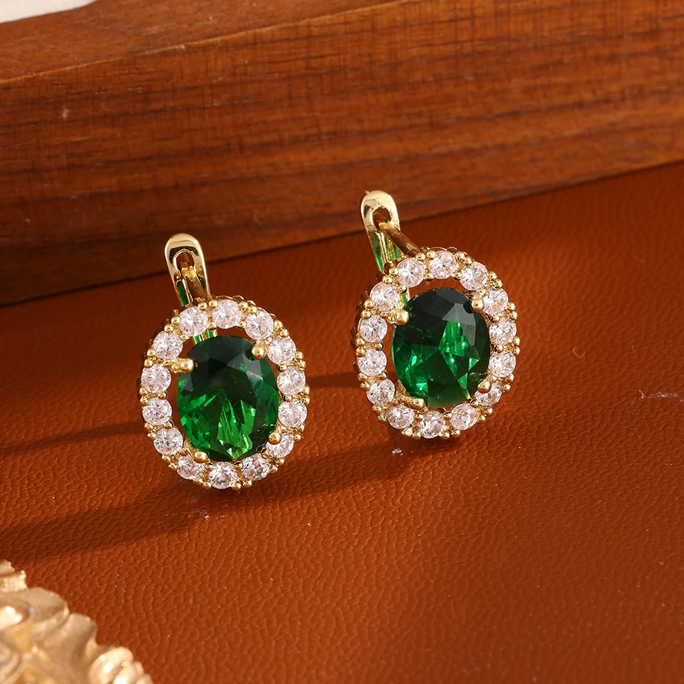 ZAKOL Klassische Mehrfarbige Ovale Zirkonia Tropfen Ohrringe für Frauen Elegante Einfache Ohr Zubehör Geburtstag Party Schmuck Geschenk