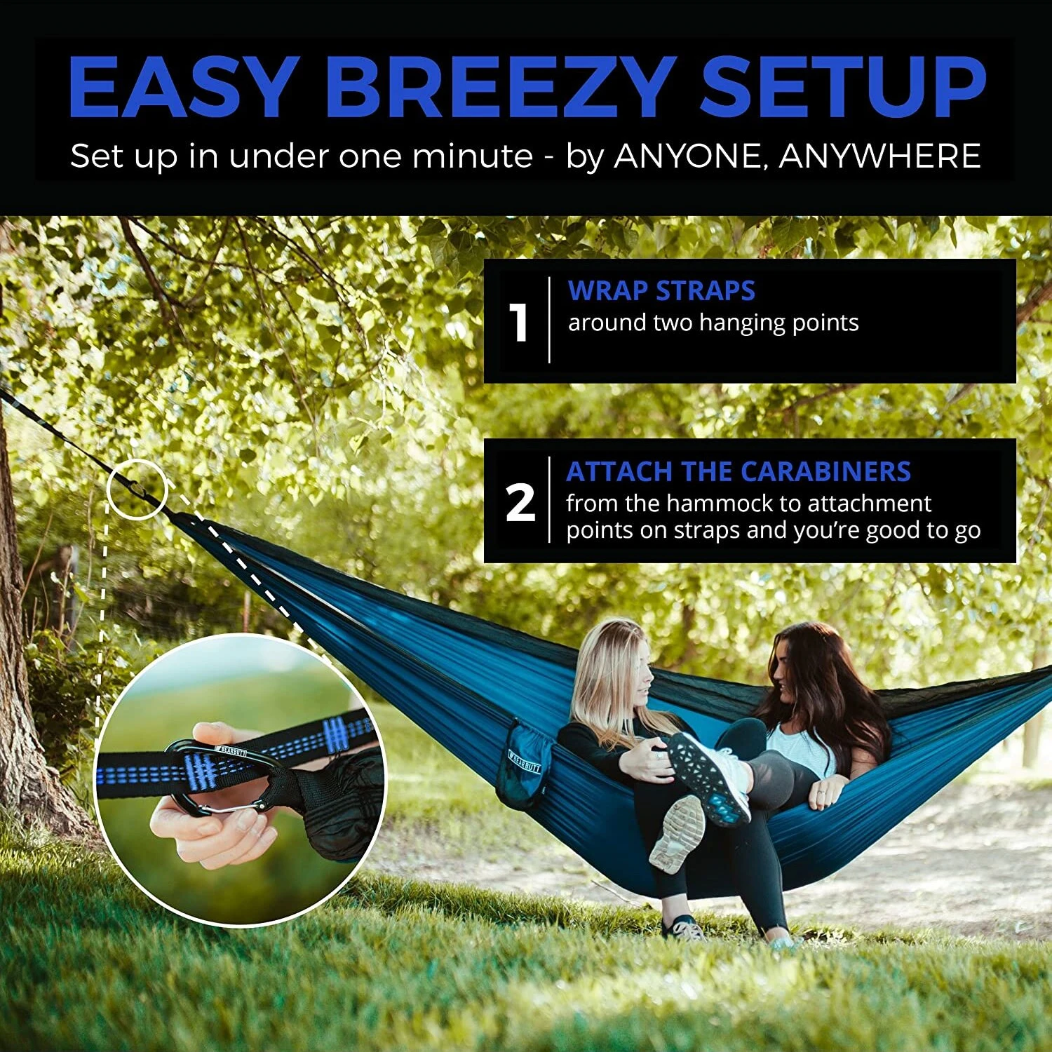 2Pcs Hammock Straps Special Reinforced Polyester Straps 8 Ring High Load-Bearing Barbed Black Outdoor Camping Hammock Straps image 5