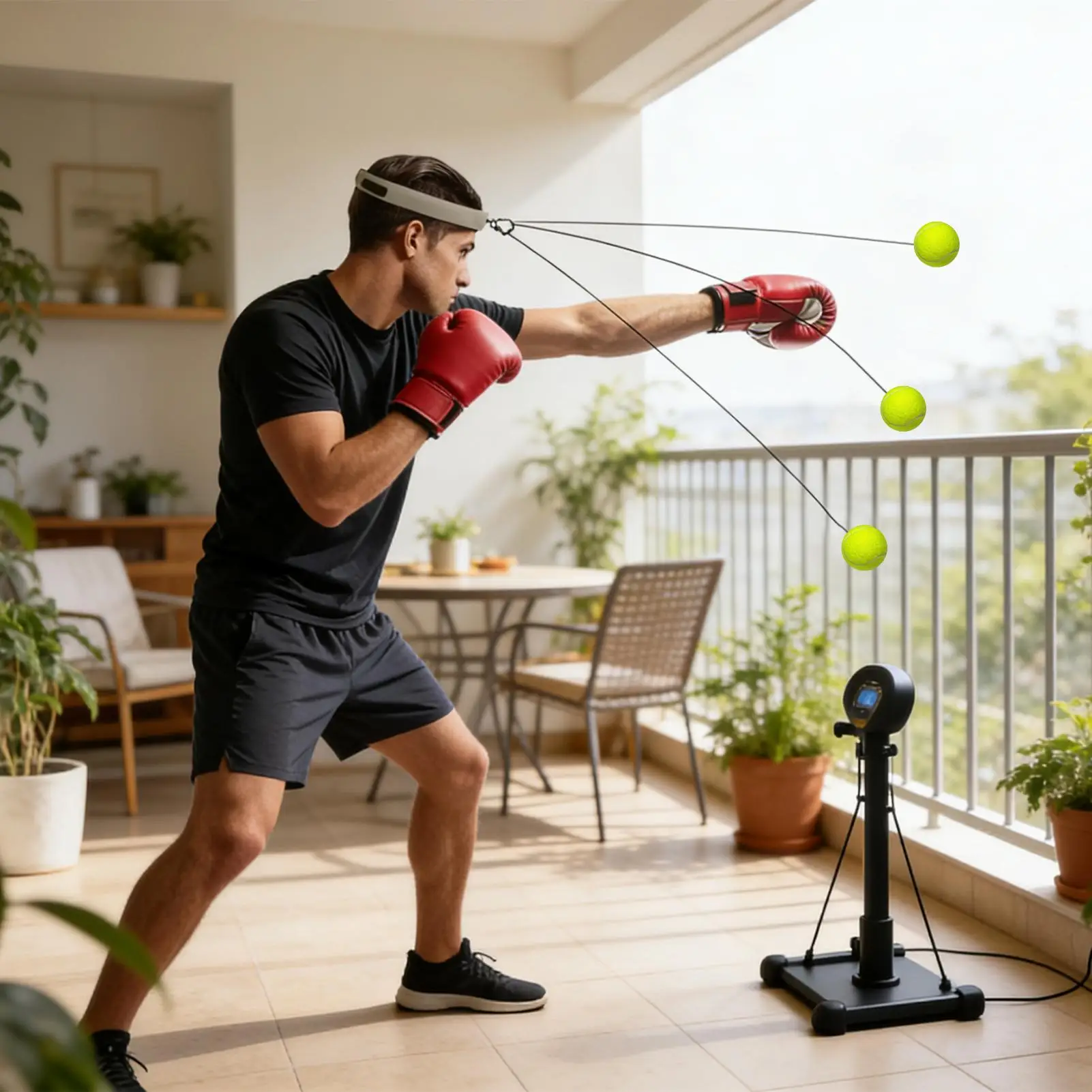 كرة تدريب الملاكمة قابلة للارتداء، كرة تدريب الملاكمة مع عصابة رأس لغرفة المعيشة وغرفة النوم وصالة الألعاب الرياضية للرجال