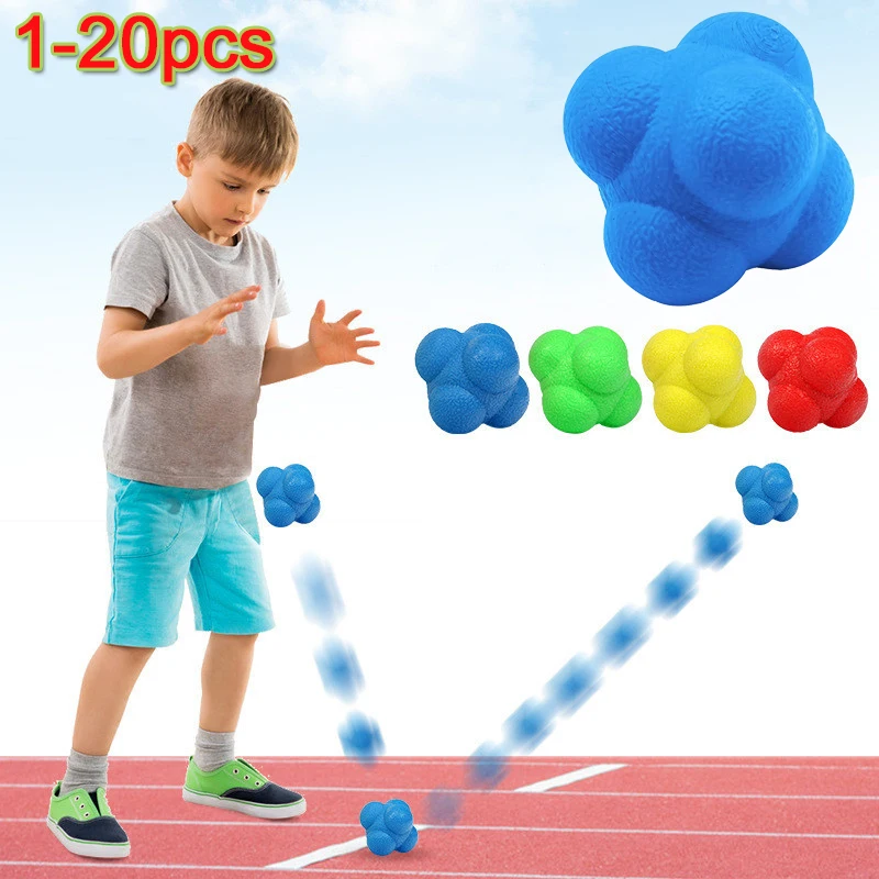 1-20pcs Hexagon Reaction Ball Professional Speed Agility Coordination Reflex Workout Fitness Training TPR Ball for Child Adult