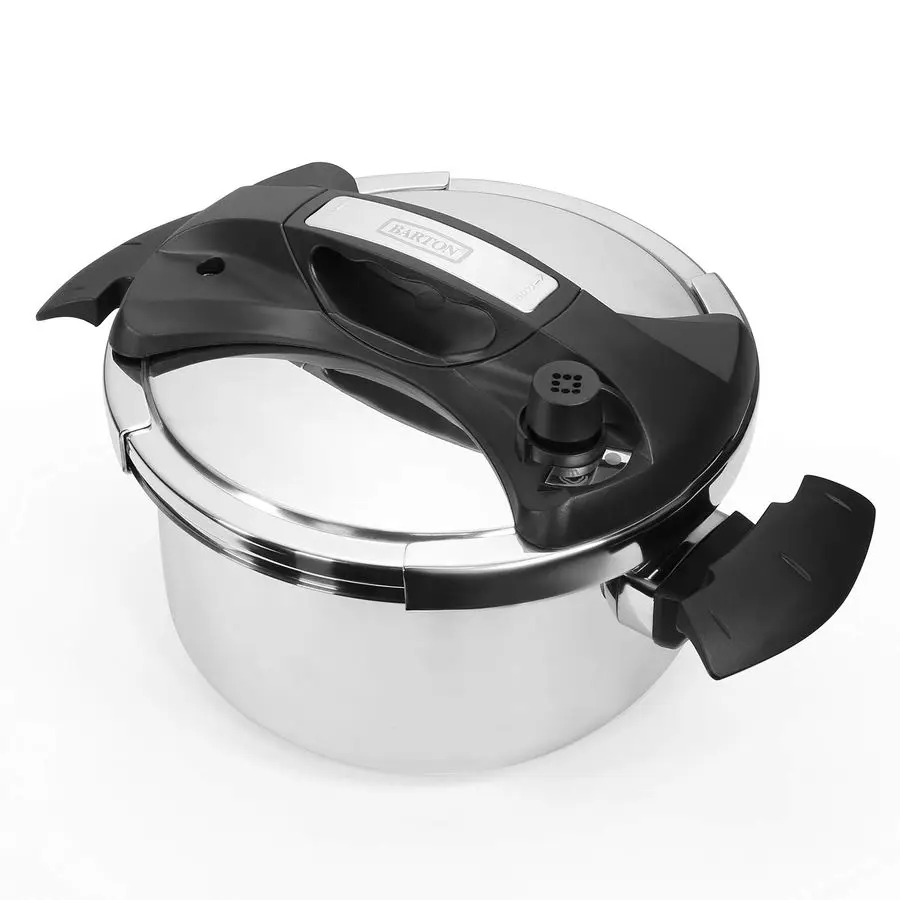 

6 Quart Turbo Pressure Cooker Stovetop 18 8 Stainless Steel with EasyLock Lid 6QT with Recipe Book