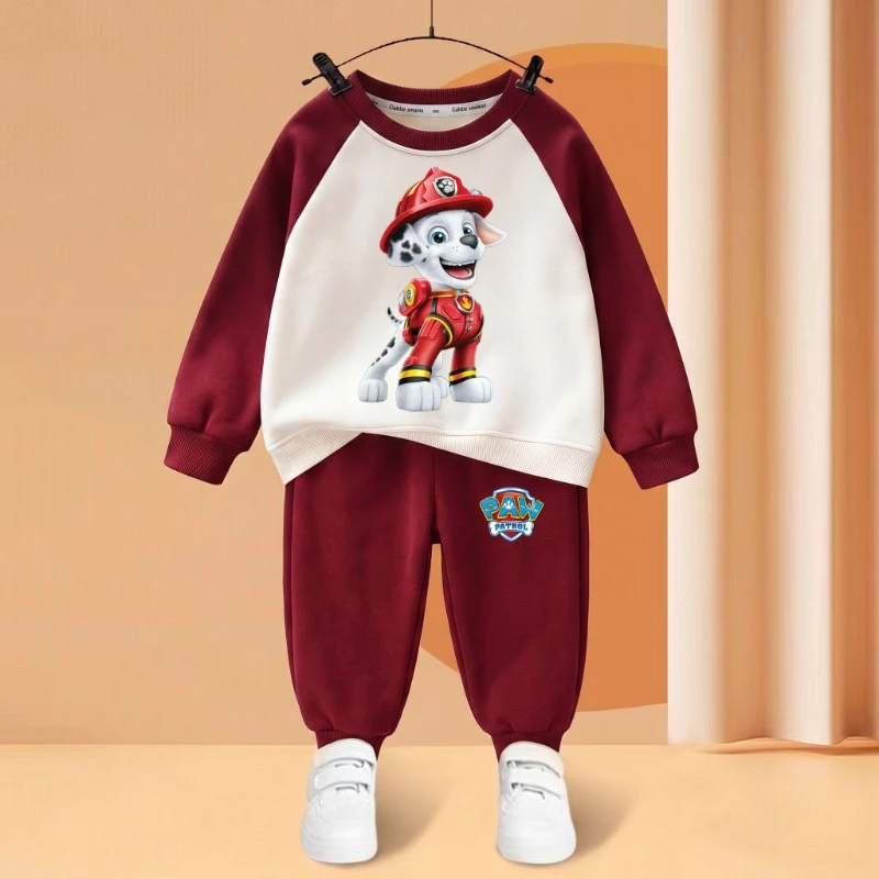 2026 New Paw Patrol Kids Raglan Sweatshirt 2‑Piece Set, Color Block Cartoon Tracksuit for Boys Girls Spring Autumn Hoodies Sets