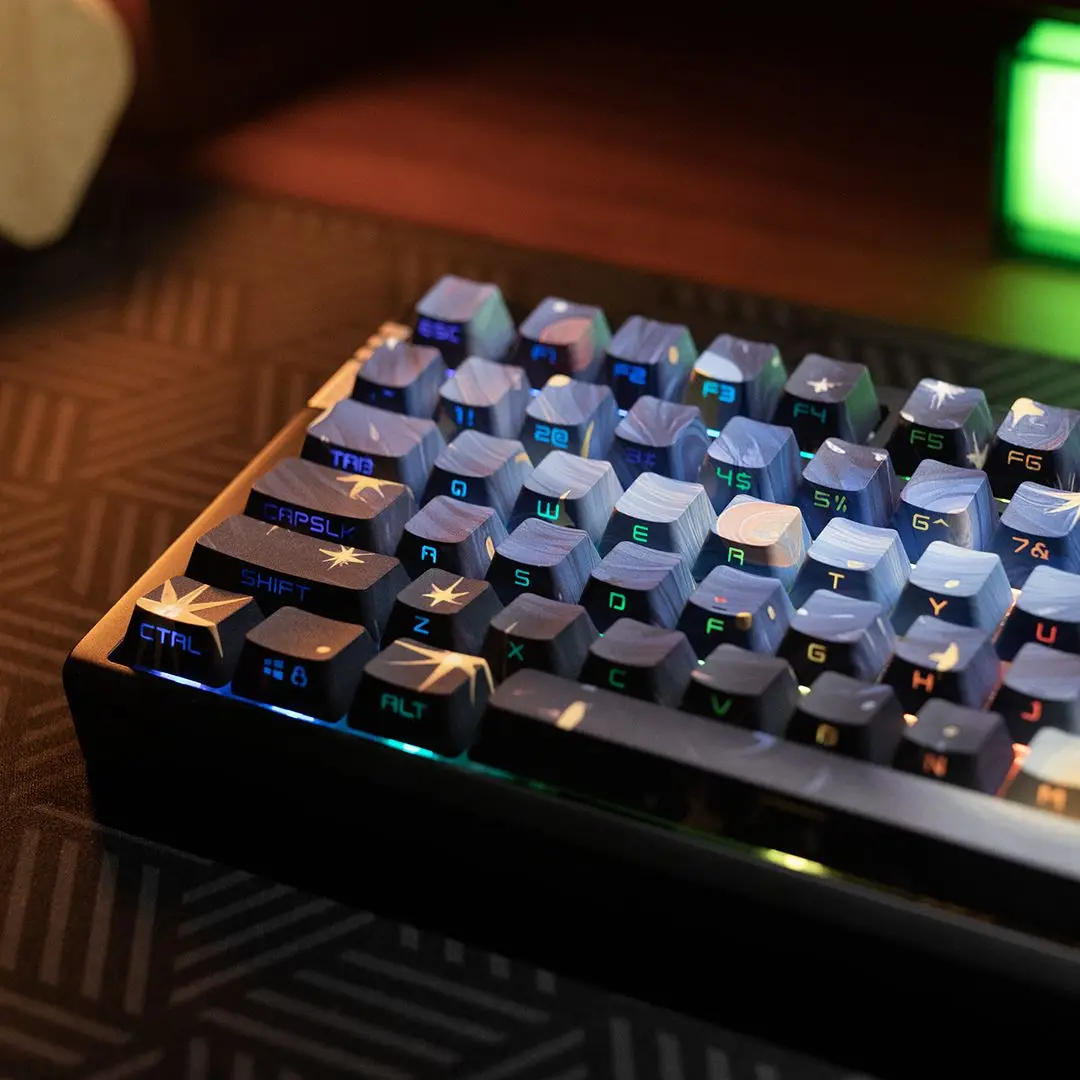 Van Gogh Starry Sky Side Engraved Light OEM68 75 84 87 104 8.0 Customized Mechanical Keyboard Keycaps