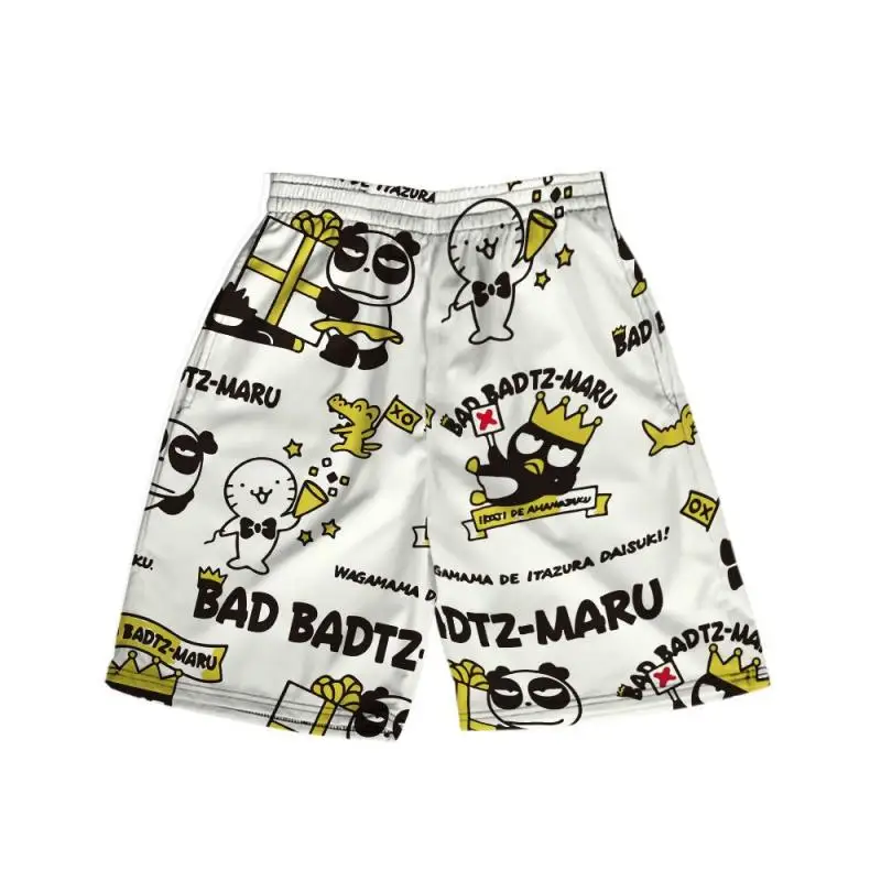 Kawaii Sanrio Bad Badtz Maru Shorts Boys Summer Leisure Loose Beach Shorts Comfortable Soft Anime Figure Cartoon Festival Gift