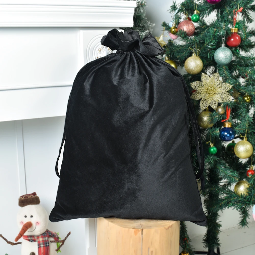 Solid Color Velvet Christmas Bag, Christmas Gift Bag, Large Capacity Bundle Pocket, Christmas Decoration Bag