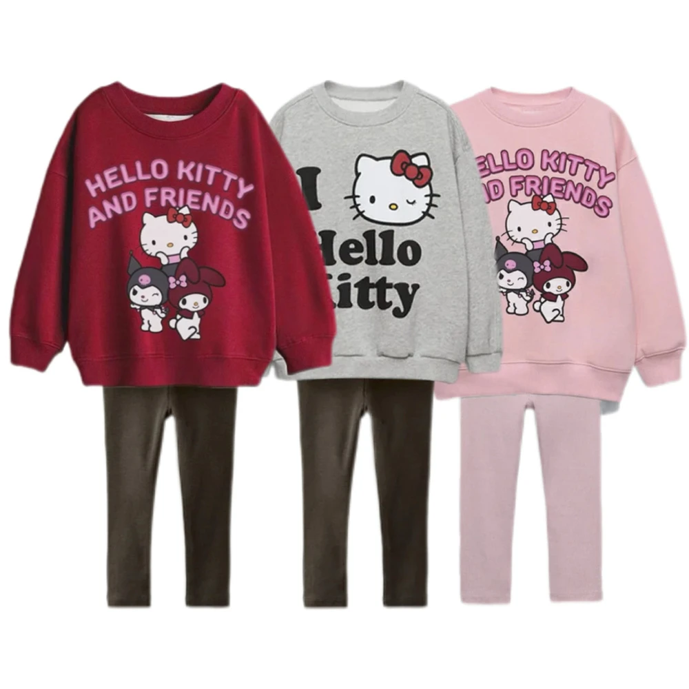 

New Kids Costume Cartoon Sweatshirt+Pants 0-6Year Girls Cute Printed Tops Leggings Two-piece Printed Hoodies Loose Pants Sets