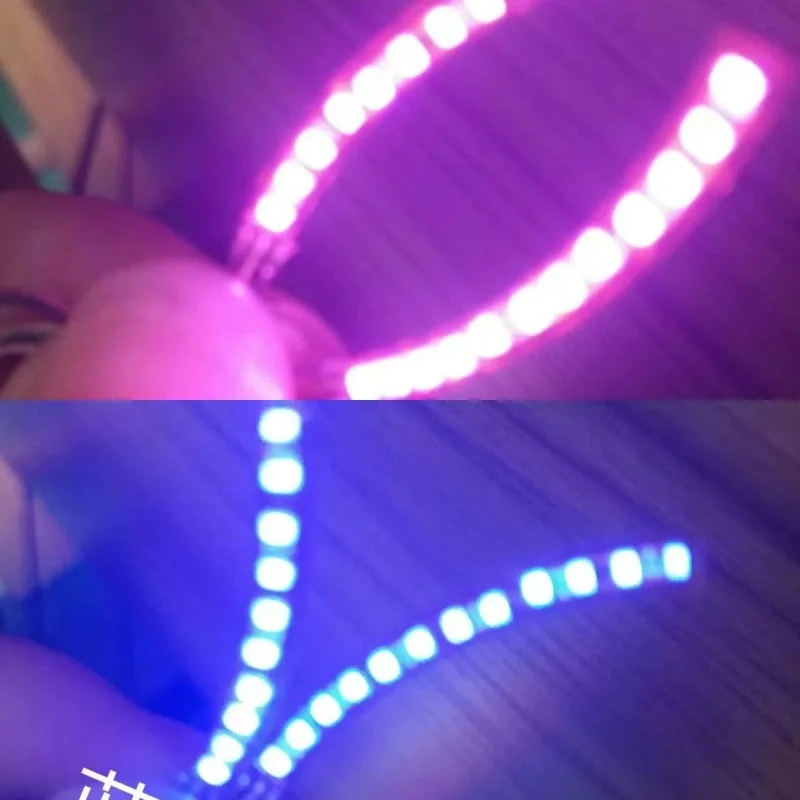 LED رمش كحل تضيء الرموش الصناعية مزدوجة الجفن ملصق الوجه متوهجة ملصقات نادي الحفلات الهذيان الحفل مهرجان ماكياج #6