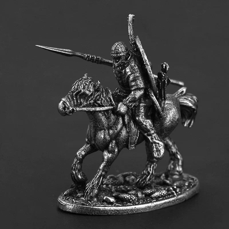 Alloy Medieval Cavalry Soldier Miniature, Unpainted Wargame Figure, Home Decor Collectible Gift for War Fans