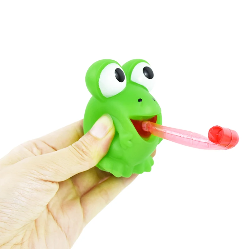 6/1pcs Green Frog Lizard Squeeze Pinch Toy Dinosaur Sticking Tongue Out Decompression Fidget Toys For Kids Adult Stress Relief