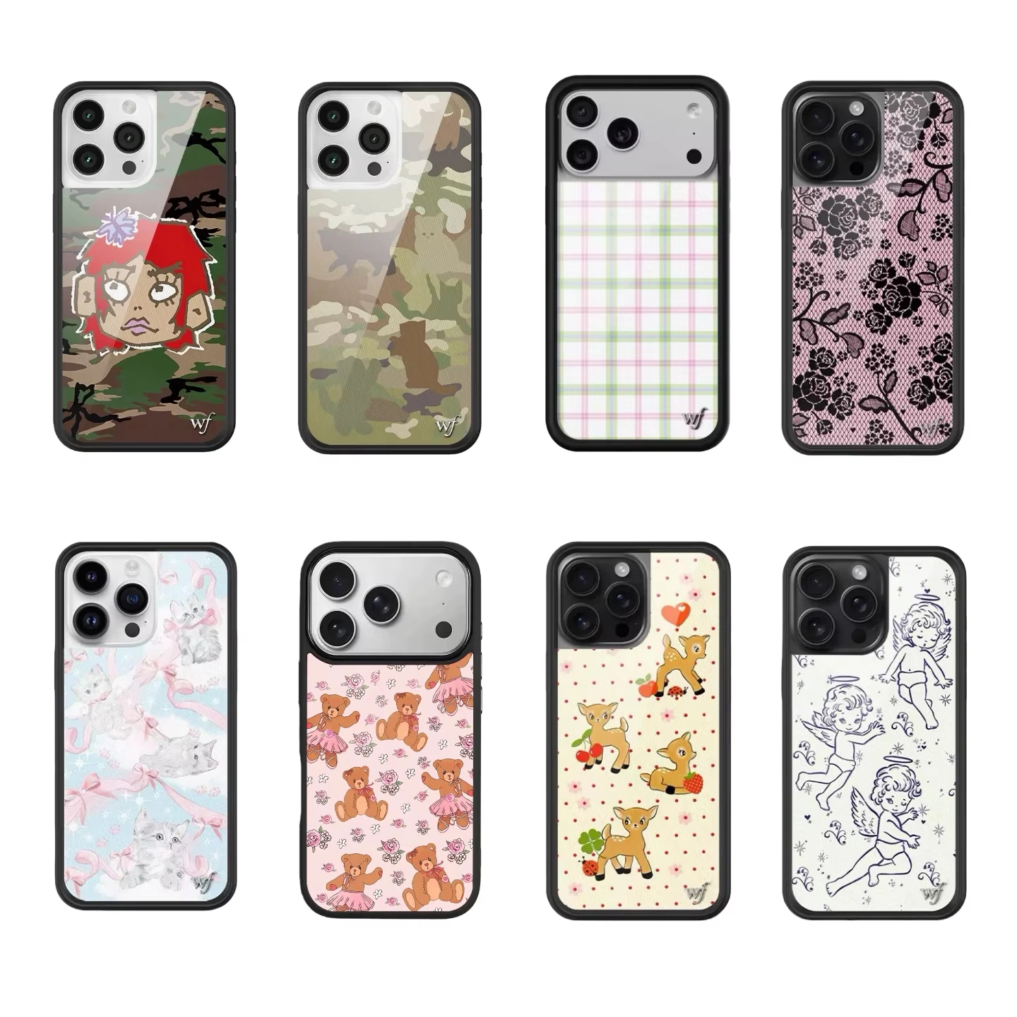 Wildflower INS Tarnmuster 3D Kätzchen Camo Katzen-Handyhülle für iPhone 11 12 13 14 15 16 17 Pro Max Plus Engelsflügel Amor wf Cover ﻿