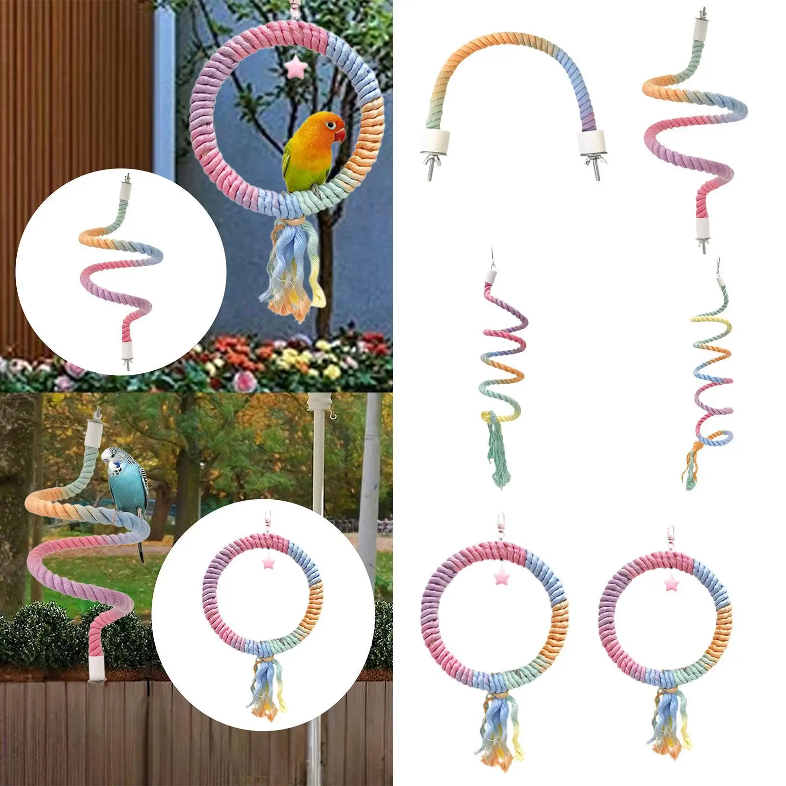 Bird Rope Perch Cotton Parrot Climbing Rope for Cockatiels Budgies Parakeets