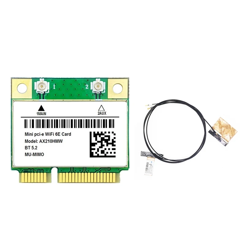 AX210HMW Wifi Card+Antenna Accessories Wifi 6E Mini PCI-E AX210 802.11Ax/Ac 2.4G/5G/6Ghz BT5.2 Wireless Adapter For Laptop