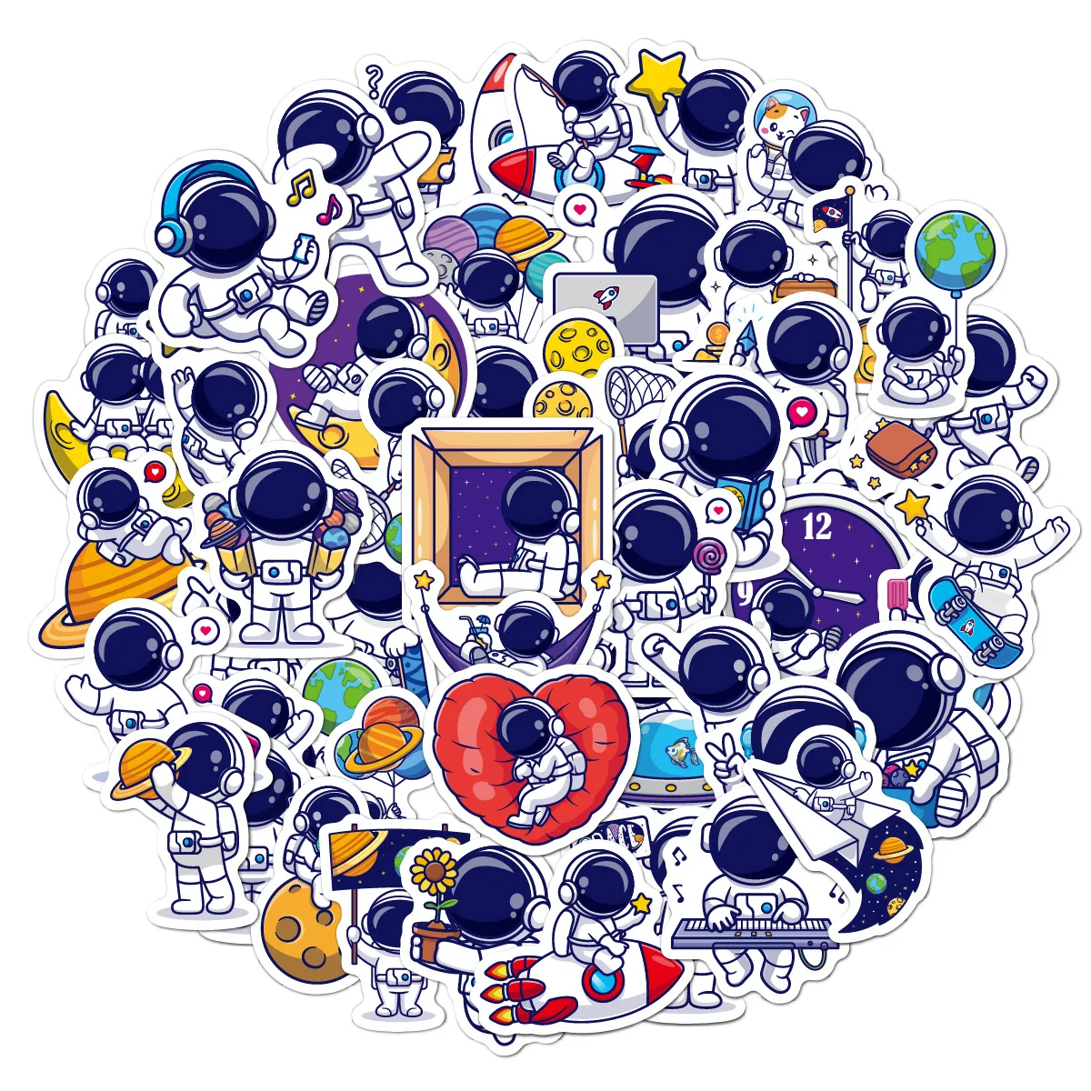 

Fun Astronaut Stickers 50pcs Space Theme Ins Hand Account DIY Phone Case Luggage Stickers for Kids Boys