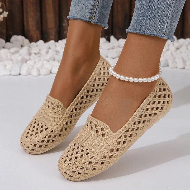 Sandalias antideslizantes de suela plana para mujer, calzado informal cómodo y a la moda, novedad de verano, 2024