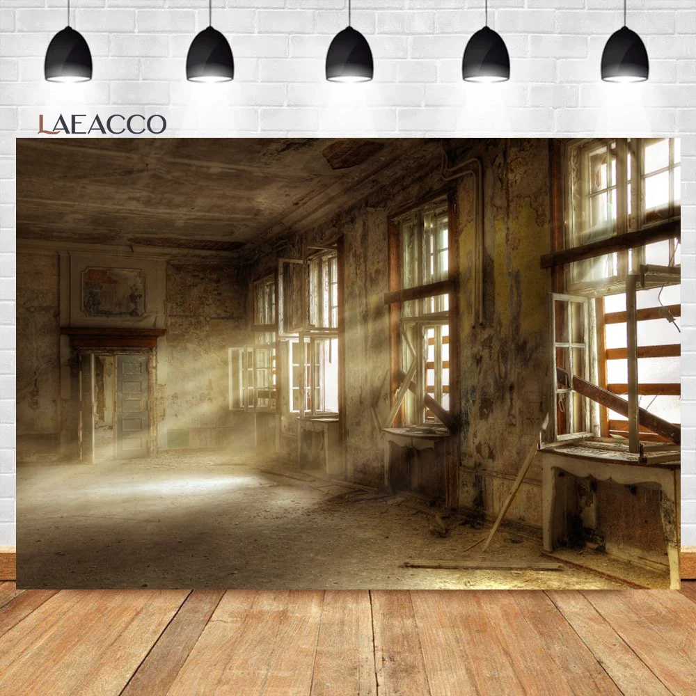 Laeacco Retro Abandoned Spiral Staircase Interior Halloween Photocall Background Baby Portrait Customized Photography Backdrops