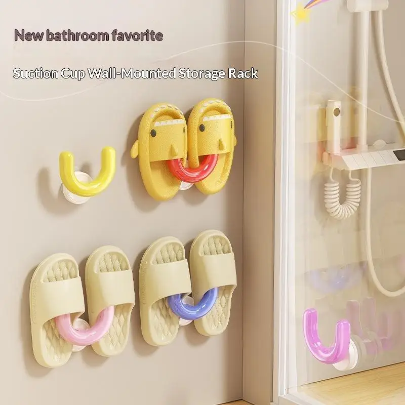 Suction Cup Slipper Hanger Multifunctional Wall Mounted: U-Shaped Bathroom Storage Organizer Rack