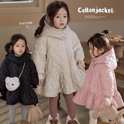 1-7Years Toddler Baby Girl Cotton Padded Dress Jackets for Girls Hooded Overcoat Children Warm Princess Outwear Coat 2 3 4 5 6