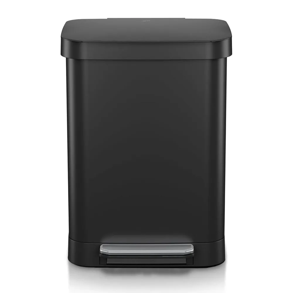 

Stainless Steel Step Trash Can with Soft Close Lid, 13 Gallon Kitchen Garbage Bin with Foot Pedal and Bag Holder