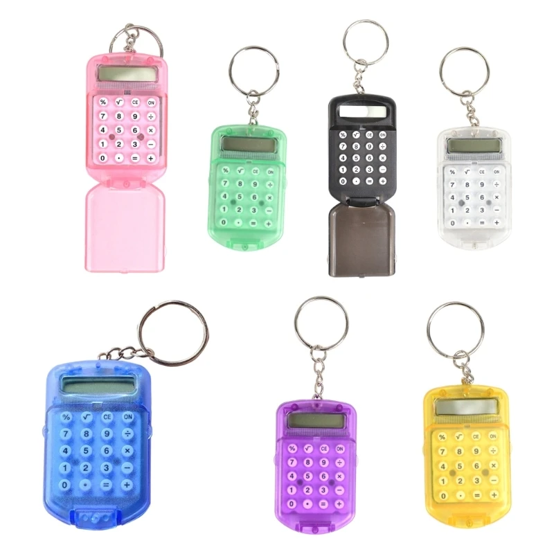 2pcs Mini Calculator Cute Cartoon with Keychain 8 Digits Display Portable Pocket Size Calculator for kids Students School Gifts