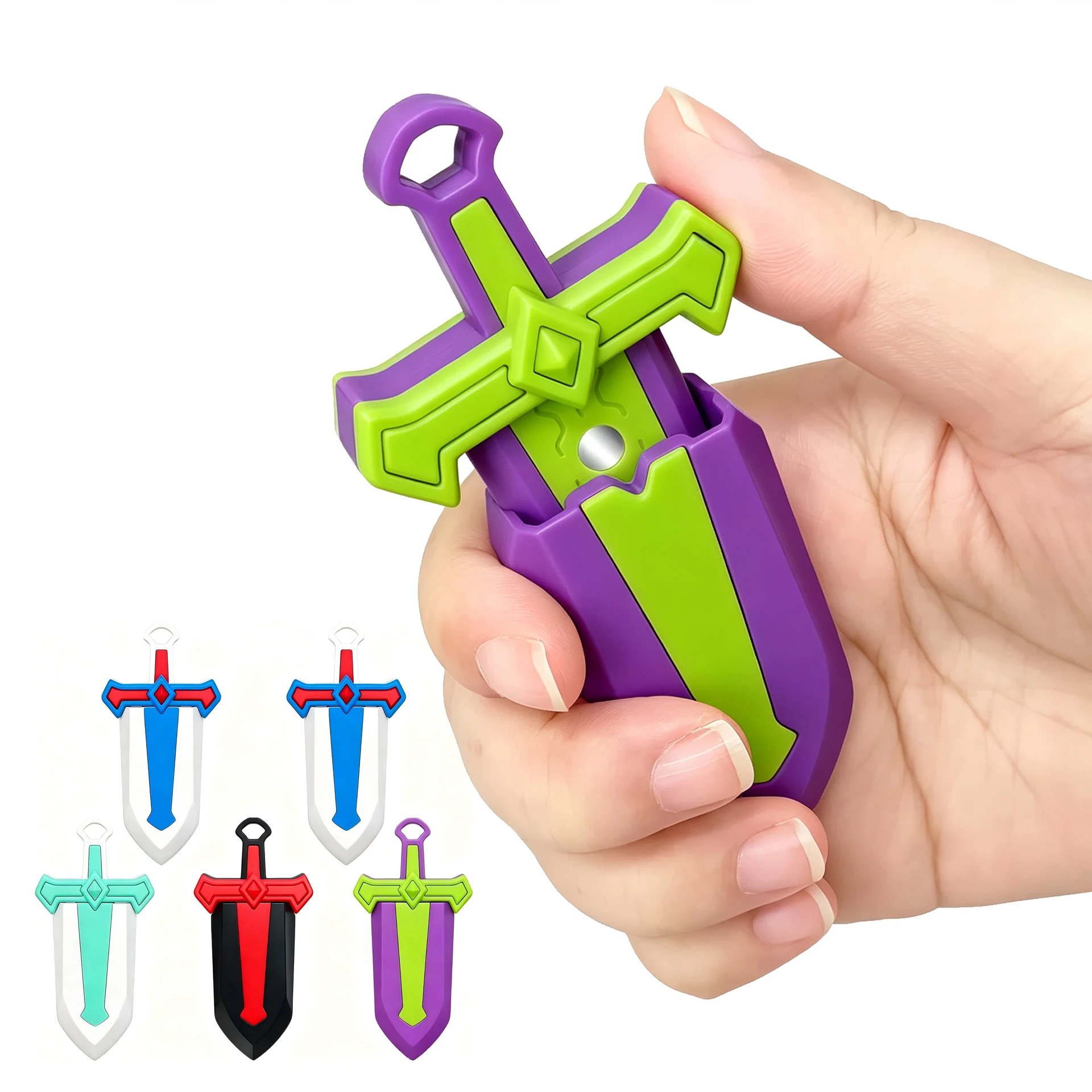 Mini Magnetic Pop-out Sword Fidget Toy Push Card Sensory Stress Relief Gadget Novelty Decompression Gift for Adults Anxiety