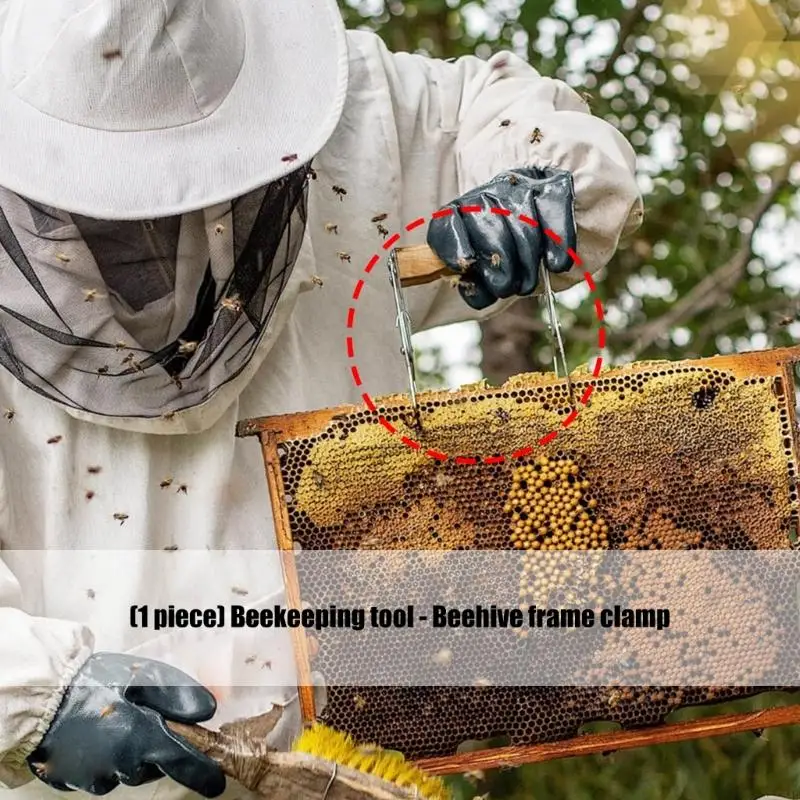 Держатель ручки рамки пчеловодства с эргономичной деревянной ручкой для осмотра ульев C5AD