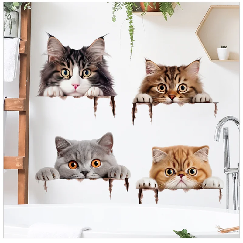 Cat Peeping Wall Stickers Living Room Children Bedroom Home Decoration DIY Cartoon Animal Wallpaper Removable Vinyl Decals