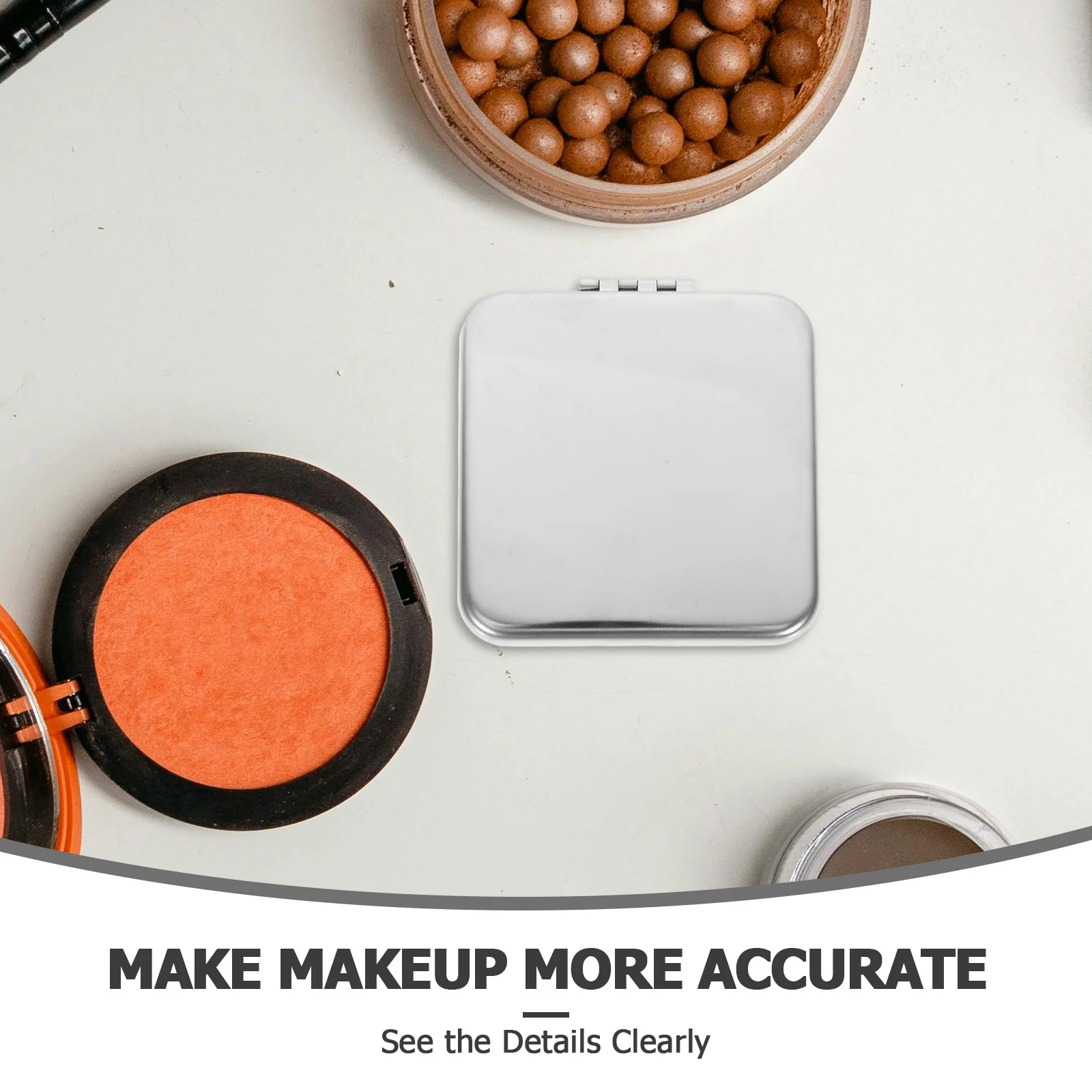 Roestvrijstalen compacte spiegel Draagbare portemonnee Make-up Kleine draagbare damesreisminispiegel voor portemonnee Duurzaam Onbreekbaar