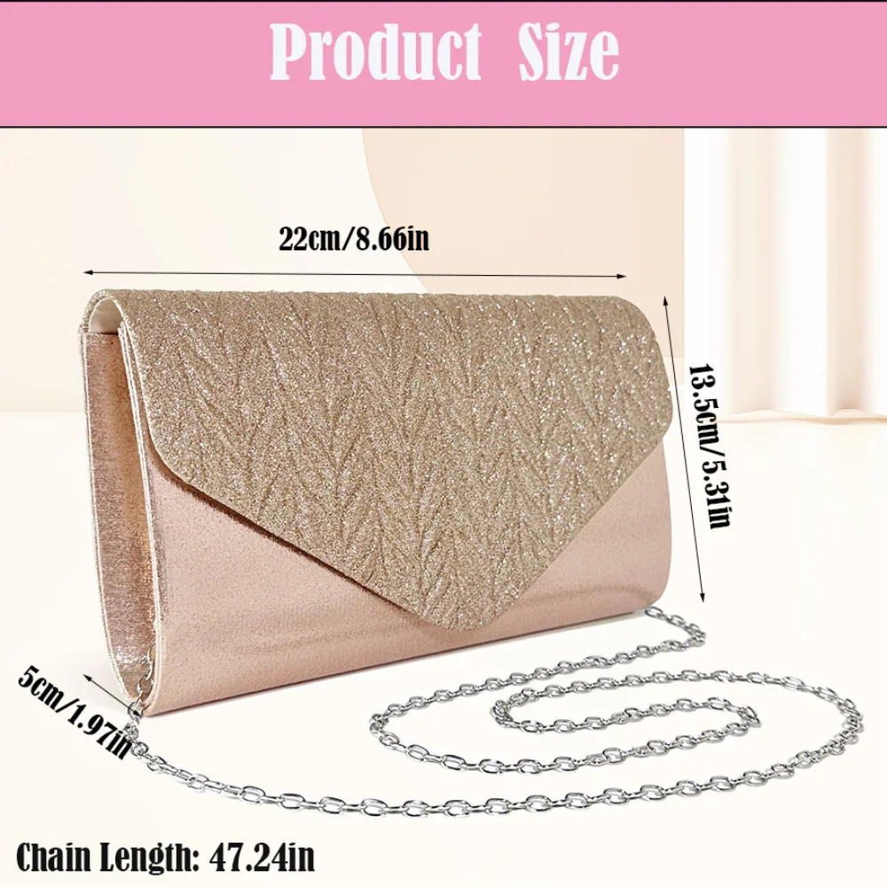 Wrinkle Design Clutch Purses with Chains for Women Evening Bag Formal Rhinestone Handbags for Wedding Party Cocktail Prom Dinner