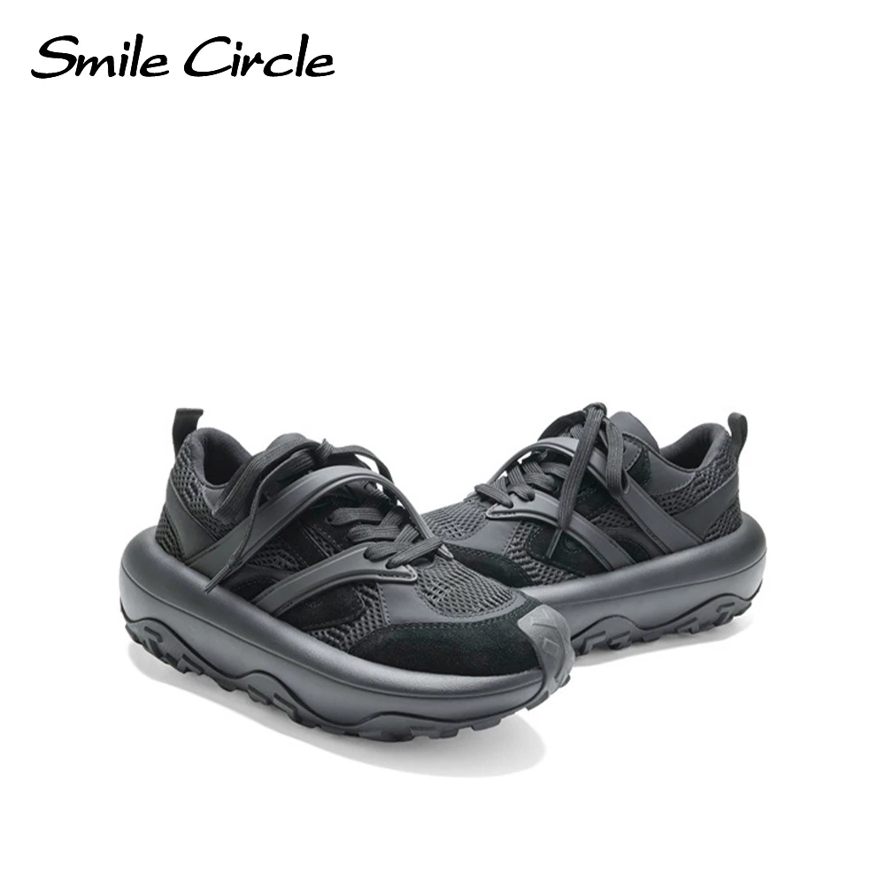 Smile Circle Women Sneakers Suede Leather Comforts Platform Shoes Fashion Round-toe Casual Shoes