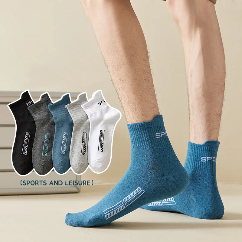 10 Pairs High Quality Mens Socks Casual Breathable Cotton Athletic Man Run Sports Socks Spring Autumn Middle Tube Male Sox Gifts