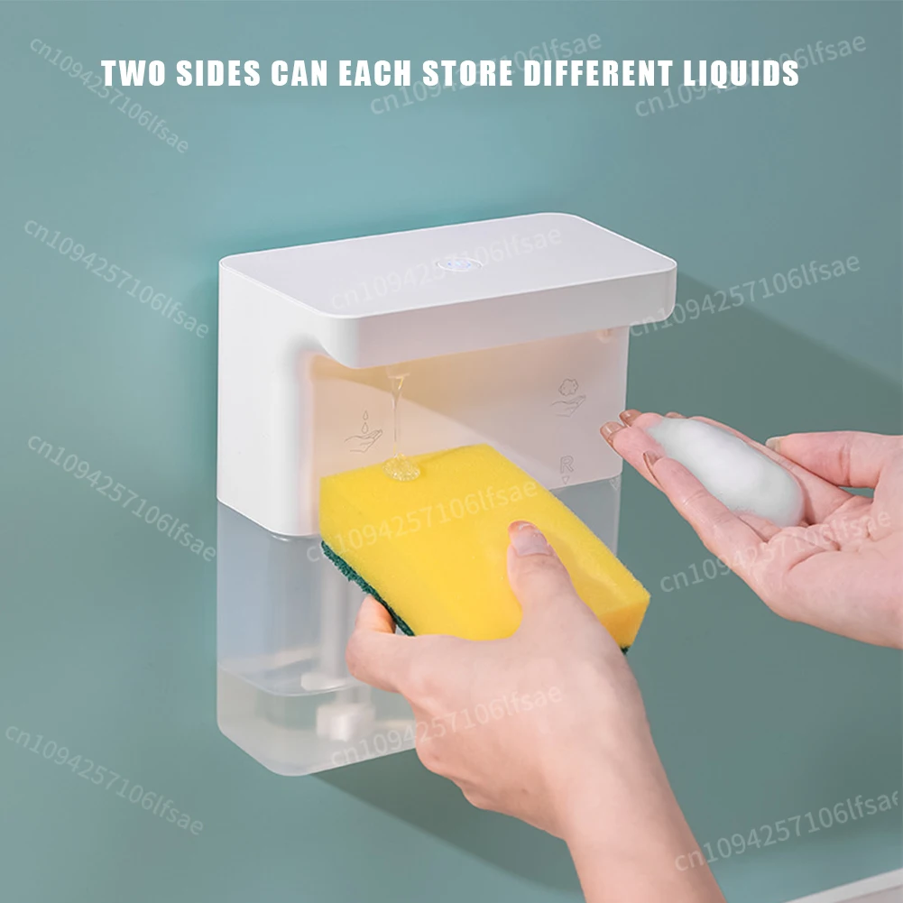 Dispenser automatico di sapone doppio con sensore da 300 ml Dispenser di sapone schiumogeno touchless regolabile a 3 livelli 0,25 s Liquido fuori per il bagno