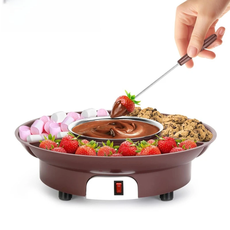 

Chocolate hot pot, heated chocolate fountain machine, melting tower with heated homemade chocolate saucepan melting pot