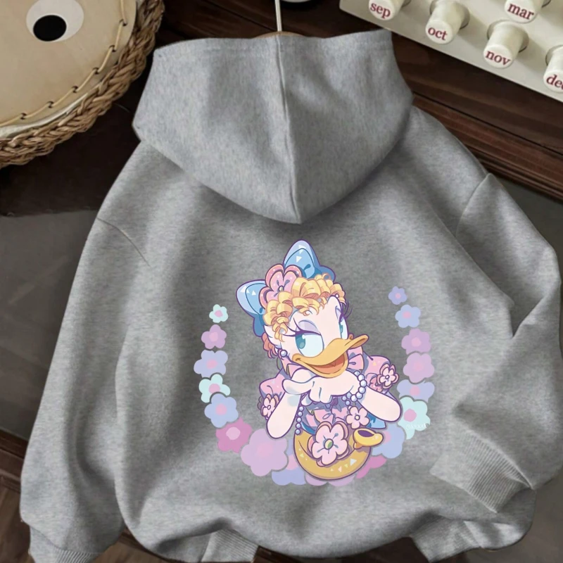 سترة بقلنسوة مطبوعة بنمط الرسوم المتحركة للسيدات من Disney - سترة كاجوال ناعمة ودافئة من القطن الخالص، بأكمام طويلة مريحة لجميع المواسم