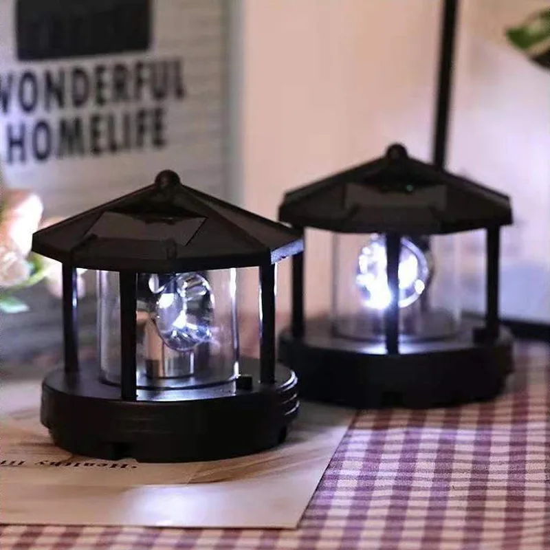 Picture 5: D2 Outdoor Solar Light Powered Lighthouse Rotating Waterproof LED Solar Light Beacon Tower Decorative Lamp for Garden Lawn Patio