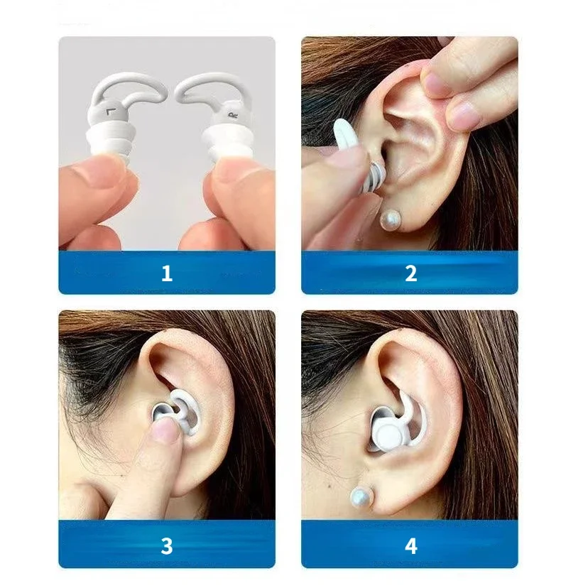 Swimming Earplugs Silicone Swimming Ear Protectors Plugs Swim Pool Waterproof Earplug 3-Layer Noise Proof Soft Plug for Adults