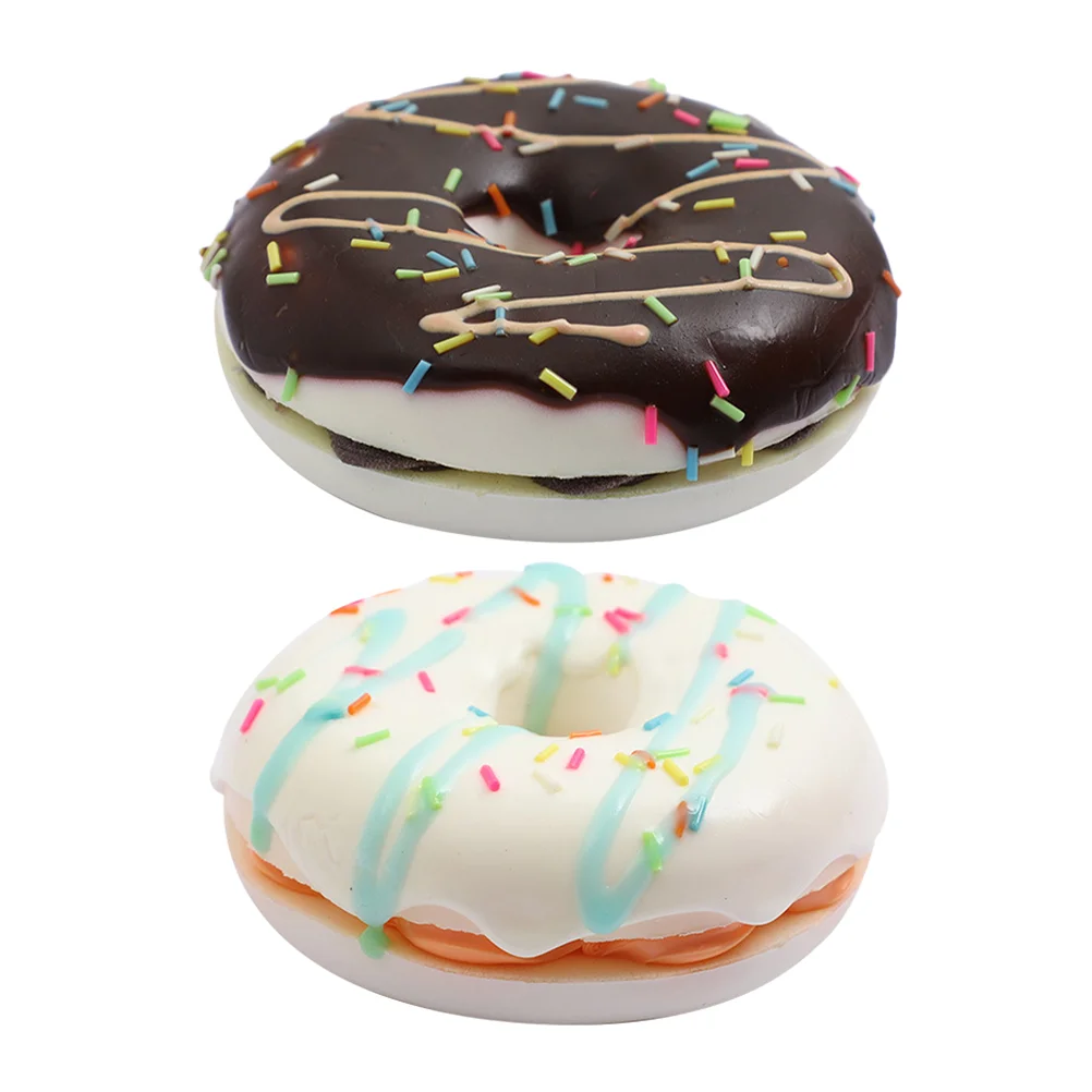 2 Pcs Pretend Donuts for Kids Artificial Crafts Simulation Doughnuts Slow Rebound Realistic Props High Toy