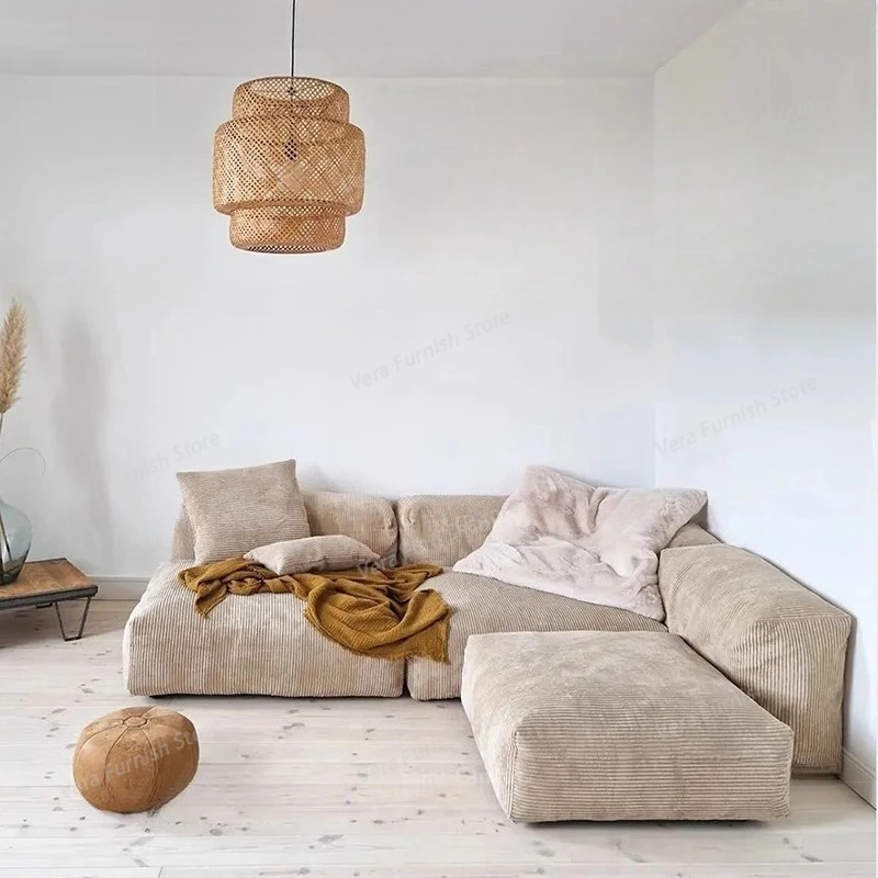 Canapés modulaires et poufs pour salon, futons, canapés de salon doux et esthétiques style nuage nordique, fauteuils-lits modernes, mobilier de maison