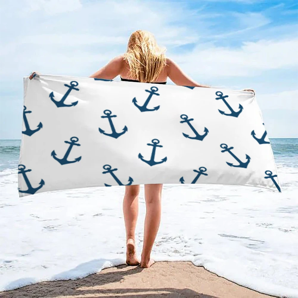 

Nautical Pattern Beach Towel, Digital Printing Thin Quick-Dry Anti-Sand Microfiber Lightweight for Swim Yoga Travel Gym Gift