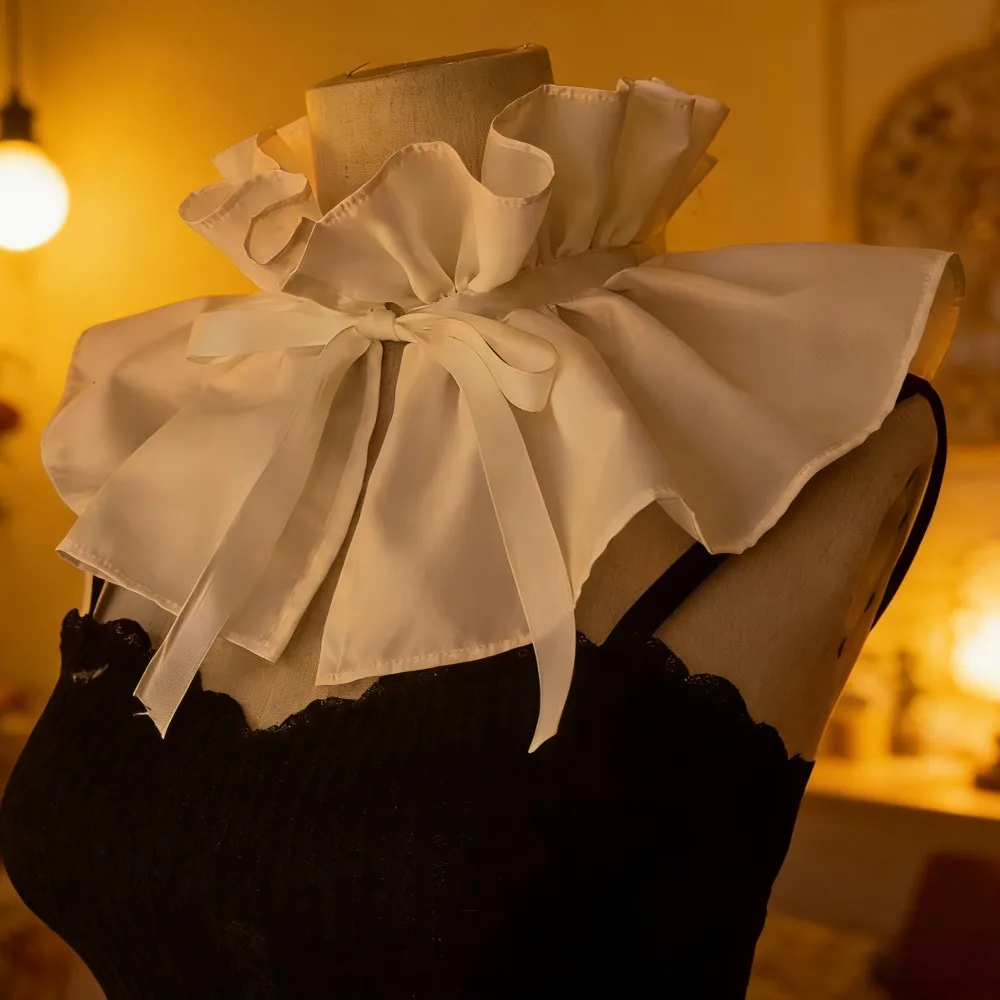 

Съемный многослойный воротник-стойка в викторианском стиле с оборками для женских платьев, декоративный многоярусный плиссированный воротник в стиле Ренессанс, белая накидка-шаль