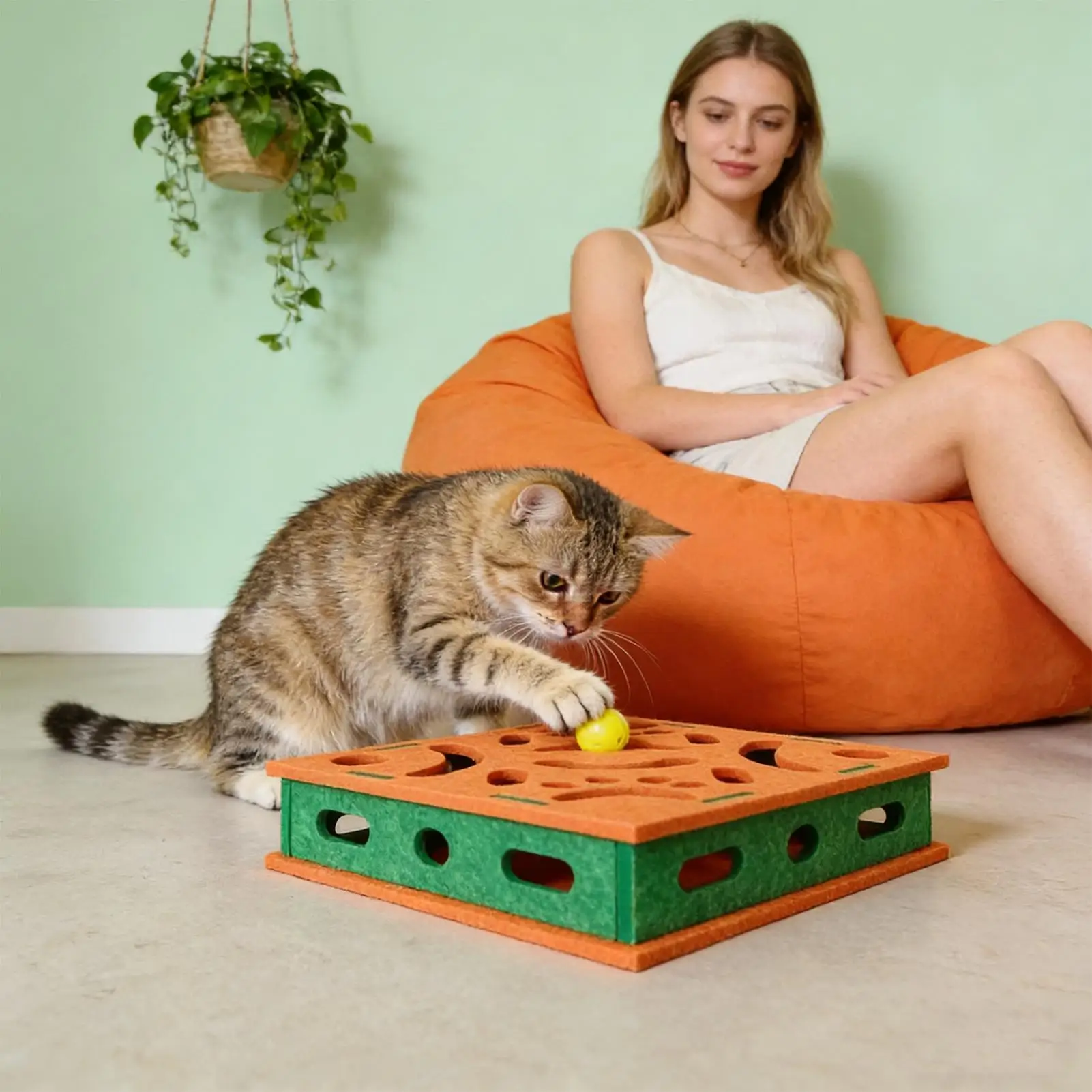 

Коробка-головоломка для кошек, интерактивная шлифовальная машина для когтей с колокольчиком, фетровая головоломка для кошек, собак, маленьких, средних и крупных пород