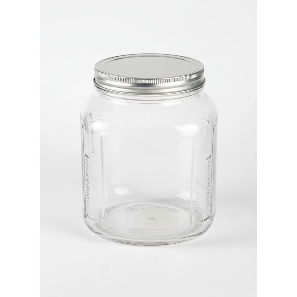

4-Piece Glass Cracker Jars with Brushed Aluminum Lids, Durable Food Storage for Kitchen & Pantry