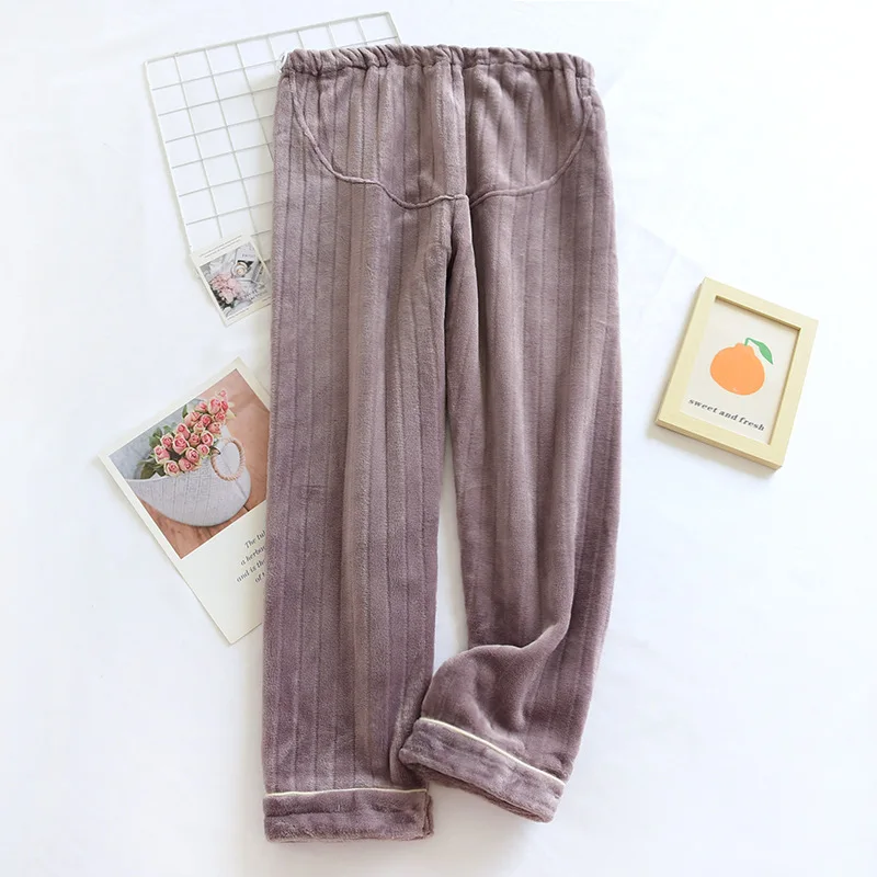 Autumn and winter new ladies trousers maternity pajama pants flannel trousers moon pants solid color adjustable home pants