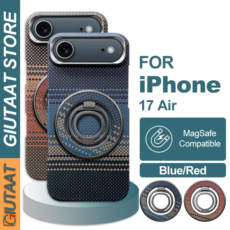 Real Carbon fiber Case for iPhone 17 Air Kevlar Aramid Magsafe Magnetic Ultra-thin Phone Luxury Cover Armor for 17 Air